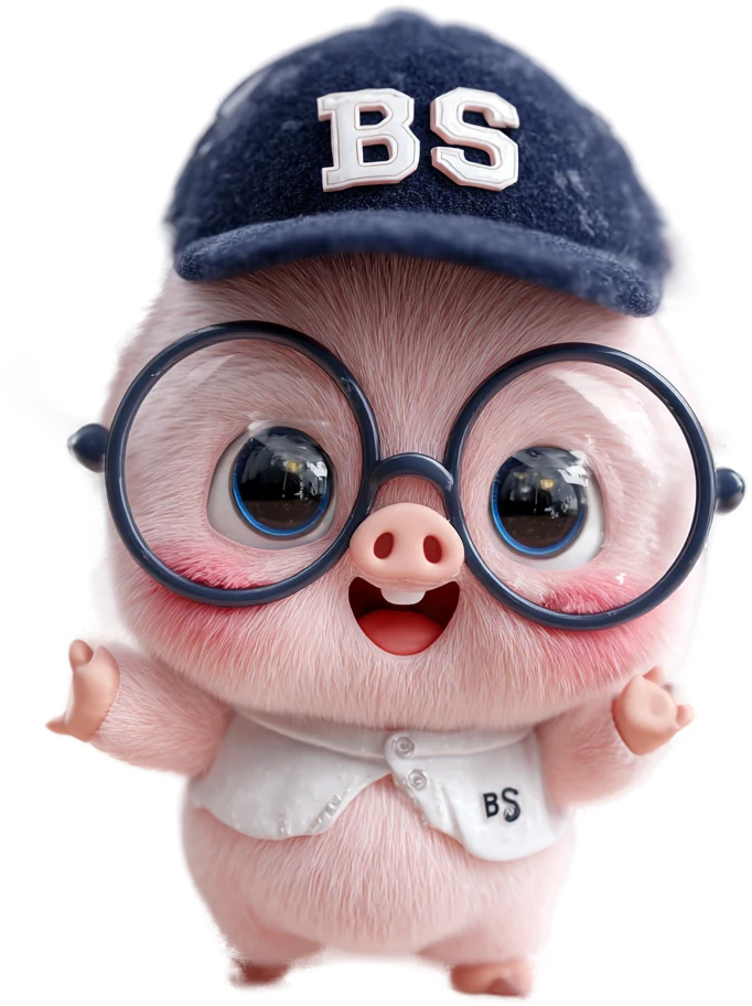 Cerdito mascota de Bujasaju con gorra BS